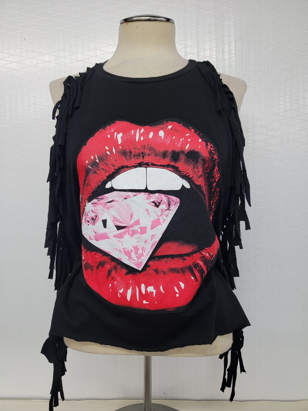 Edgy Fringe Graphic Tank Top Streetwear Punk